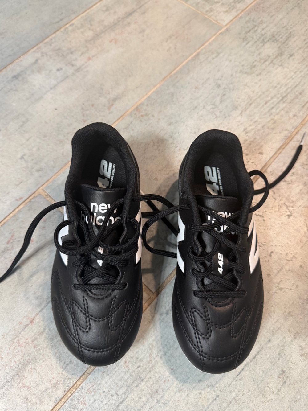 New Balance Kids Black and White 442 Lace-Up Cleats